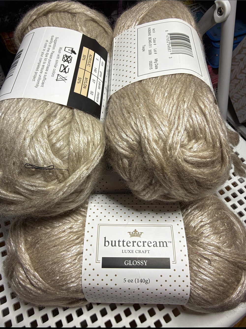 buttercream Glossy Yarn - Shimmery Taupe, 5 skeins